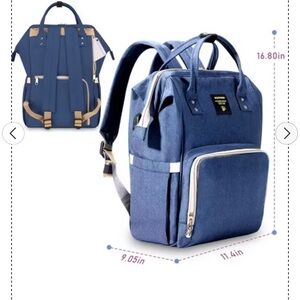 Blue Baby Bag Book Bag  with Front Pocket/insulated front zip for bottles